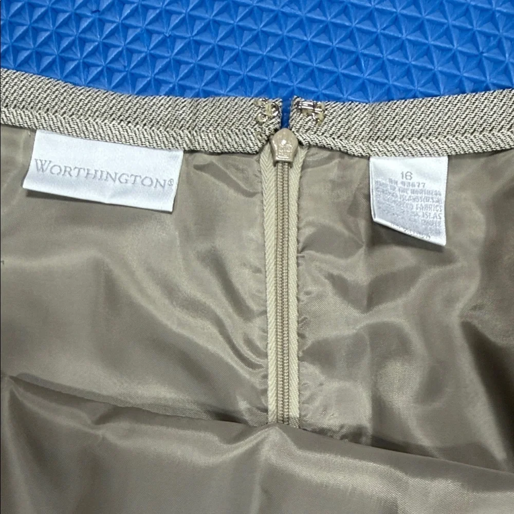 Worthington Sand Herringbone Pinstripe Blazer and Skirt Suit NWT - Picture 9 of 16